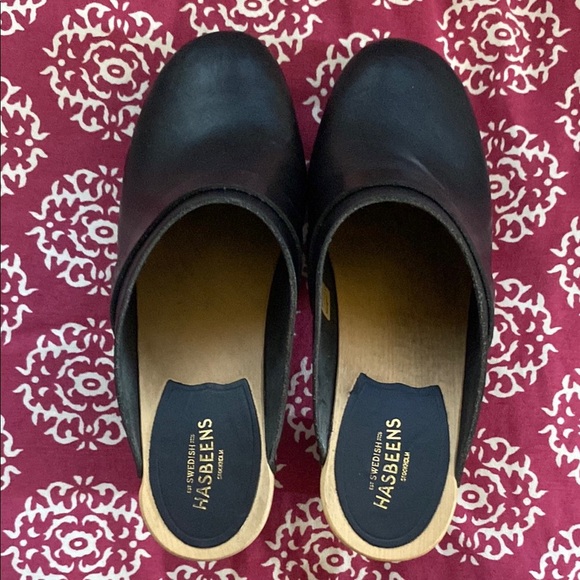 Swedish Hasbeens Black Leather Clogs – Size 39 | Timeless Comfort Mule - Picture 4 of 11